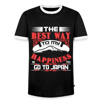 Japon Geisha Nippon Idée cadeau - T-shirt contrasté Homme - noir/blanc - Devant - AI Model Female 172 light (172cm) & AI Model Male 178 light (178cm)