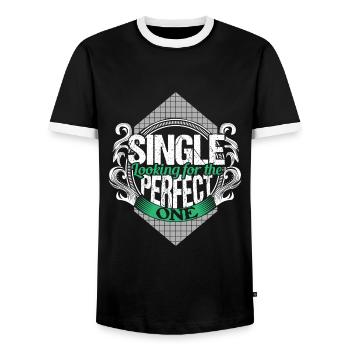 Single Independent Partnership Gift Idea - Men's Ringer Shirt - black/white - Front - AI Model Female 172 light (172cm) & AI Model Male 178 light (178cm)