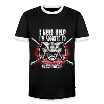 Japon Anime Nippon Cadeau - T-shirt contrasté Homme - noir/blanc - Devant - AI Model Female 172 light (172cm) & AI Model Male 178 light (178cm)