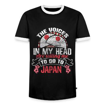 Japan Senpai Origin Gift Idea - Men's Ringer Shirt - black/white - Front - AI Model Female 172 light (172cm) & AI Model Male 178 light (178cm)