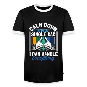 Single Parent Father Daughter Gift - Men's Ringer Shirt - black/white - Front - AI Model Female 172 light (172cm) & AI Model Male 178 light (178cm)