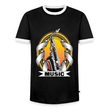 Saxophon Blues Konzert Geschenkidee - Männer Kontrast-T-Shirt - Schwarz/Weiß - Vorne - AI Model Female 172 light (172cm) & AI Model Male 178 light (178cm)