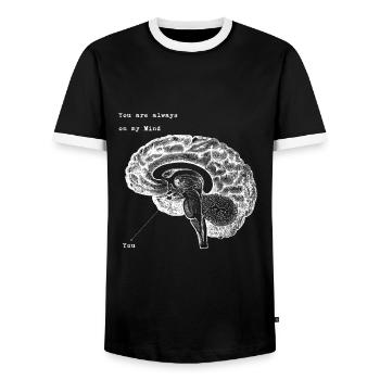 In my Mind - Men's Ringer Shirt - black/white - Front - AI Model Female 172 light (172cm) & AI Model Male 178 light (178cm)