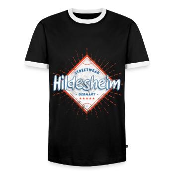 Hildesheim Deutschland Stadt Skyline Heimat Liebe - Männer Kontrast-T-Shirt - Schwarz/Weiß - Vorne - AI Model Female 172 light (172cm) & AI Model Male 178 light (178cm)