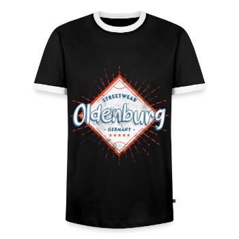 Oldenburg Deutschland Stadt Skyline Heimat Liebe - Männer Kontrast-T-Shirt - Schwarz/Weiß - Vorne - AI Model Female 172 light (172cm) & AI Model Male 178 light (178cm)