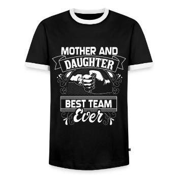 Mother and daughter motherly love - Men's Ringer Shirt - black/white - Front - AI Model Female 172 light (172cm) & AI Model Male 178 light (178cm)