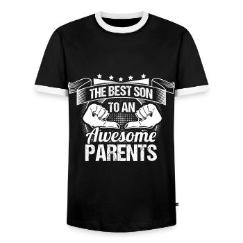 Sohn Eltern Geschenkidee - Männer Kontrast-T-Shirt - Schwarz/Weiß - Vorne - AI Model Female 172 light (172cm) & AI Model Male 178 light (178cm)