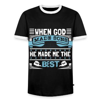 Bester Sohn Familie Junge - Männer Kontrast-T-Shirt - Schwarz/Weiß - Vorne - AI Model Female 172 light (172cm) & AI Model Male 178 light (178cm)