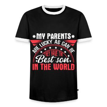 Fils Père Garçon - T-shirt contrasté Homme - noir/blanc - Devant - AI Model Female 172 light (172cm) & AI Model Male 178 light (178cm)