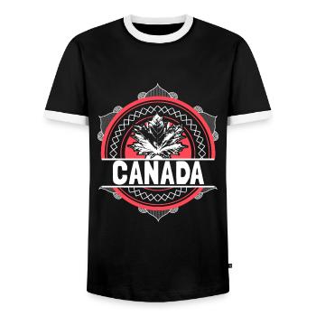 Canada Origin Gift - Men's Ringer Shirt - black/white - Front - AI Model Female 172 light (172cm) & AI Model Male 178 light (178cm)
