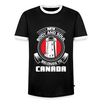 Canada Maple Flag - Men's Ringer Shirt - black/white - Front - AI Model Female 172 light (172cm) & AI Model Male 178 light (178cm)