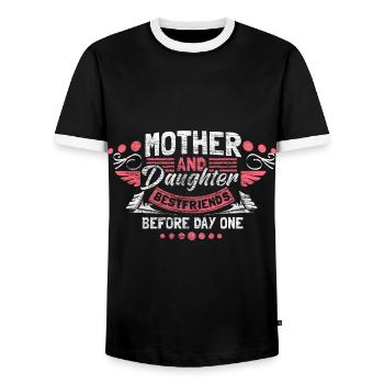 Mother and daughter cohesion gift - Men's Ringer Shirt - black/white - Front - AI Model Female 172 light (172cm) & AI Model Male 178 light (178cm)