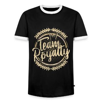 Mother and daughter Mother's Day gift idea - Men's Ringer Shirt - black/white - Front - AI Model Female 172 light (172cm) & AI Model Male 178 light (178cm)
