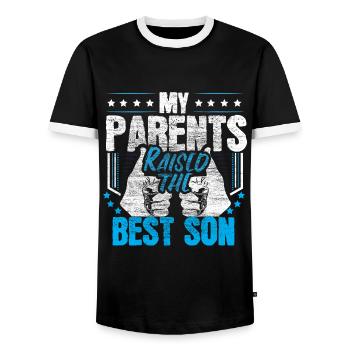 Son Family Young gift idea - Men's Ringer Shirt - black/white - Front - AI Model Female 172 light (172cm) & AI Model Male 178 light (178cm)