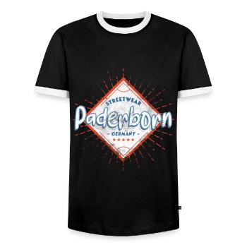 Paderborn Allemagne Ville Skyline Accueil Amour - T-shirt contrasté Homme - noir/blanc - Devant - AI Model Female 172 light (172cm) & AI Model Male 178 light (178cm)