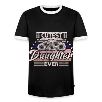 Daughter Family Girls - Men's Ringer Shirt - black/white - Front - AI Model Female 172 light (172cm) & AI Model Male 178 light (178cm)