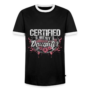 Fille Père Cadeau Drôle - T-shirt contrasté Homme - noir/blanc - Devant - AI Model Female 172 light (172cm) & AI Model Male 178 light (178cm)