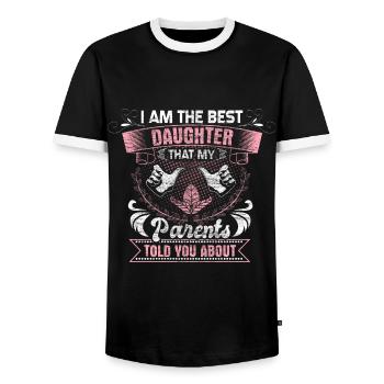 Tochter Vater Geschenkidee - Männer Kontrast-T-Shirt - Schwarz/Weiß - Vorne - AI Model Female 172 light (172cm) & AI Model Male 178 light (178cm)