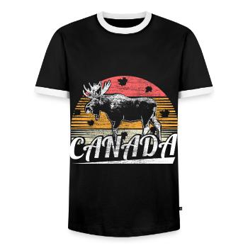 Canada Snow Nation Gift - Men's Ringer Shirt - black/white - Front - AI Model Female 172 light (172cm) & AI Model Male 178 light (178cm)