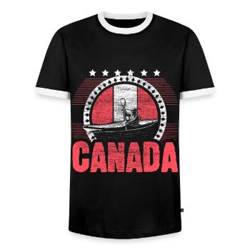 Canada Country of Birth Gift - Men's Ringer Shirt - black/white - Front - AI Model Female 172 light (172cm) & AI Model Male 178 light (178cm)