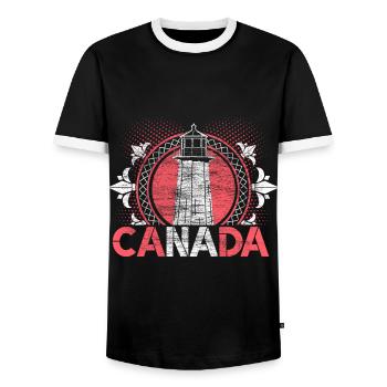 Canada Snow Origin - Men's Ringer Shirt - black/white - Front - AI Model Female 172 light (172cm) & AI Model Male 178 light (178cm)