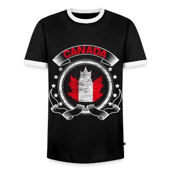 Canada Maple - Men's Ringer Shirt - black/white - Front - AI Model Female 172 light (172cm) & AI Model Male 178 light (178cm)