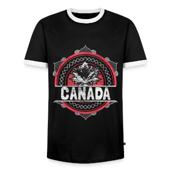 Canada Elk State - Men's Ringer Shirt - black/white - Front - AI Model Female 172 light (172cm) & AI Model Male 178 light (178cm)