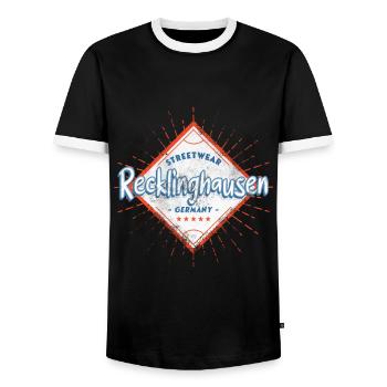 Recklinghausen Germany City Skyline Home - Men's Ringer Shirt - black/white - Front - AI Model Female 172 light (172cm) & AI Model Male 178 light (178cm)