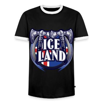 Iceland North Republic Gift Idea - Men's Ringer Shirt - black/white - Front - AI Model Female 172 light (172cm) & AI Model Male 178 light (178cm)