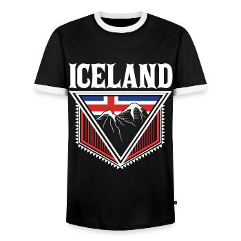 Iceland North Flag - Men's Ringer Shirt - black/white - Front - AI Model Female 172 light (172cm) & AI Model Male 178 light (178cm)