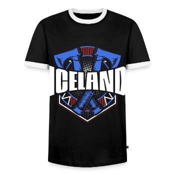 Island Reykjavik Stolz - Männer Kontrast-T-Shirt - Schwarz/Weiß - Vorne - AI Model Female 172 light (172cm) & AI Model Male 178 light (178cm)