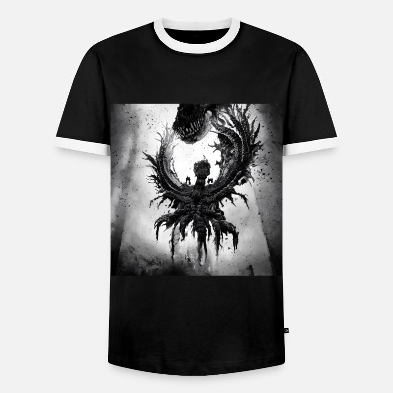 Schwarzer Engel - Männer Kontrast-T-Shirt - Schwarz/Weiß
