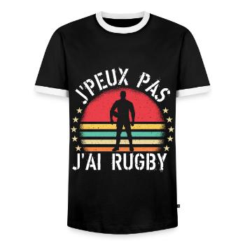 J'Peux Pas J ai Rugby cadeau vintage - T-shirt contrasté Homme - noir/blanc - Devant - AI Model Female 172 light (172cm) & AI Model Male 178 light (178cm)