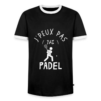 J'peux pas j'ai padel - T-shirt contrasté Homme - noir/blanc - Devant - AI Model Female 172 light (172cm) & AI Model Male 178 light (178cm)