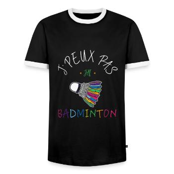 J'Peux Pas J'Ai badminton - T-shirt contrasté Homme - noir/blanc - Devant - AI Model Female 172 light (172cm) & AI Model Male 178 light (178cm)