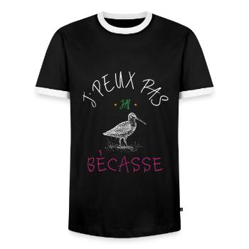 J'peux pas j'ai bécasse - T-shirt contrasté Homme - noir/blanc - Devant - AI Model Female 172 light (172cm) & AI Model Male 178 light (178cm)