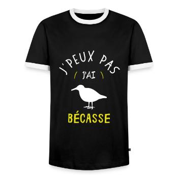 J'peux pas j'ai bécasse - T-shirt contrasté Homme - noir/blanc - Devant - AI Model Female 172 light (172cm) & AI Model Male 178 light (178cm)