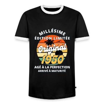 Millésime 1950 Original cadeau - T-shirt contrasté Homme - noir/blanc - Devant - AI Model Female 172 light (172cm) & AI Model Male 178 light (178cm)