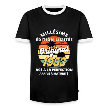 Millésime 1953 Original cadeau - T-shirt contrasté Homme - noir/blanc - Devant - AI Model Female 172 light (172cm) & AI Model Male 178 light (178cm)
