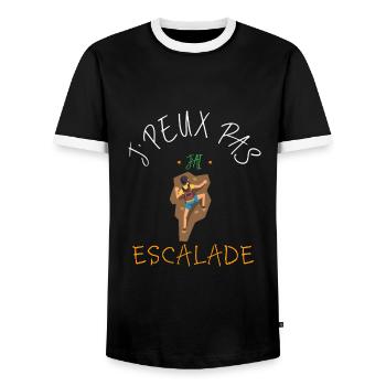 Idée cadeau humour Je peux pas j'ai escalade - T-shirt contrasté Homme - noir/blanc - Devant - AI Model Female 172 light (172cm) & AI Model Male 178 light (178cm)
