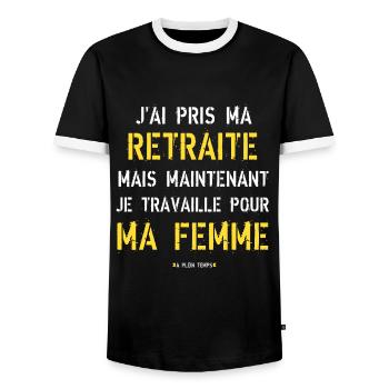 J'ai pris ma retraite humour homme retraité - T-shirt contrasté Homme - noir/blanc - Devant - AI Model Female 172 light (172cm) & AI Model Male 178 light (178cm)