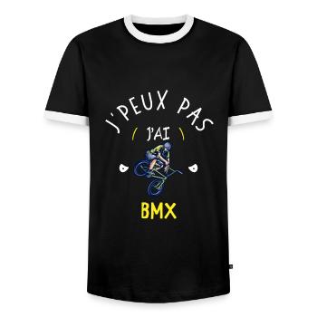 Je peux pas j'ai bmx - T-shirt contrasté Homme - noir/blanc - Devant - AI Model Female 172 light (172cm) & AI Model Male 178 light (178cm)