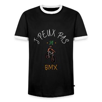 J'peux pas j'ai bmx - T-shirt contrasté Homme - noir/blanc - Devant - AI Model Female 172 light (172cm) & AI Model Male 178 light (178cm)