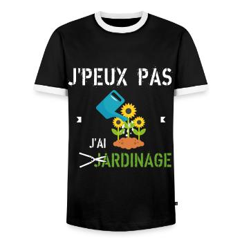 J Peux Pas J Ai Jardinage - T-shirt contrasté Homme - noir/blanc - Devant - AI Model Female 172 light (172cm) & AI Model Male 178 light (178cm)