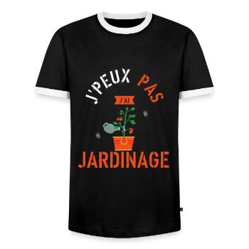 J Peux Pas J Ai Jardinage - T-shirt contrasté Homme - noir/blanc - Devant - AI Model Female 172 light (172cm) & AI Model Male 178 light (178cm)
