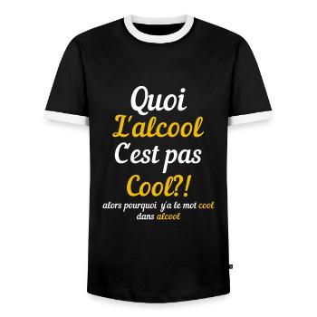 L'Alcool C'est pas Cool - T-shirt contrasté Homme - noir/blanc - Devant - AI Model Female 172 light (172cm) & AI Model Male 178 light (178cm)