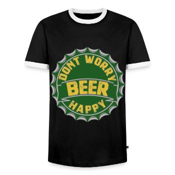 NE VOUS INQUIÉTEZ PAS BIÈRE HEUREUSE - T-shirt contrasté Homme - noir/blanc - Devant - AI Model Female 172 light (172cm) & AI Model Male 178 light (178cm)