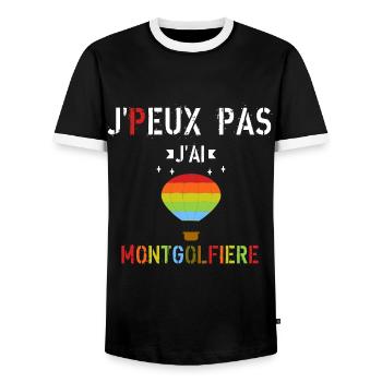 J'Peux pas j'ai Montgolfière - T-shirt contrasté Homme - noir/blanc - Devant - AI Model Female 172 light (172cm) & AI Model Male 178 light (178cm)