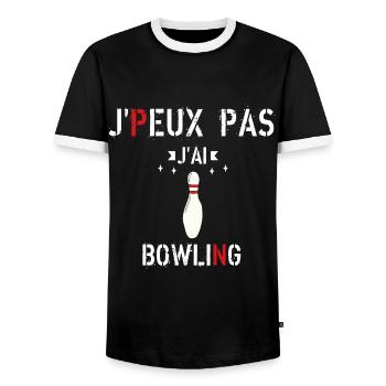 J Peux Pas J Ai Bowling - T-shirt contrasté Homme - noir/blanc - Devant - AI Model Female 172 light (172cm) & AI Model Male 178 light (178cm)