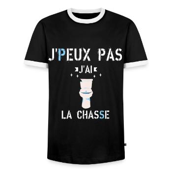 J Peux pas J Ai La Chasse - T-shirt contrasté Homme - noir/blanc - Devant - AI Model Female 172 light (172cm) & AI Model Male 178 light (178cm)